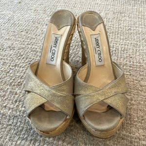 Jimmy Choo Espadrille Wedge Slides - Size 38